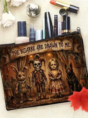 Halloween Gothic Horror Retro The Bizarre Makeup Bag Double-Sided 8.5"h x 6"w